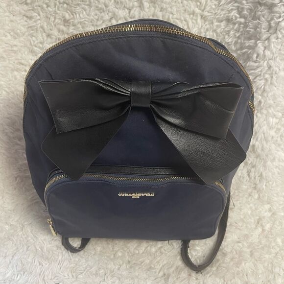 Karl Lagerfeld Navy Blue Nylon Backpack black synthetic straps & Bow main image 14